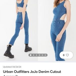 Urban Outfitters JoJo Denim Cutout Jumpsuit